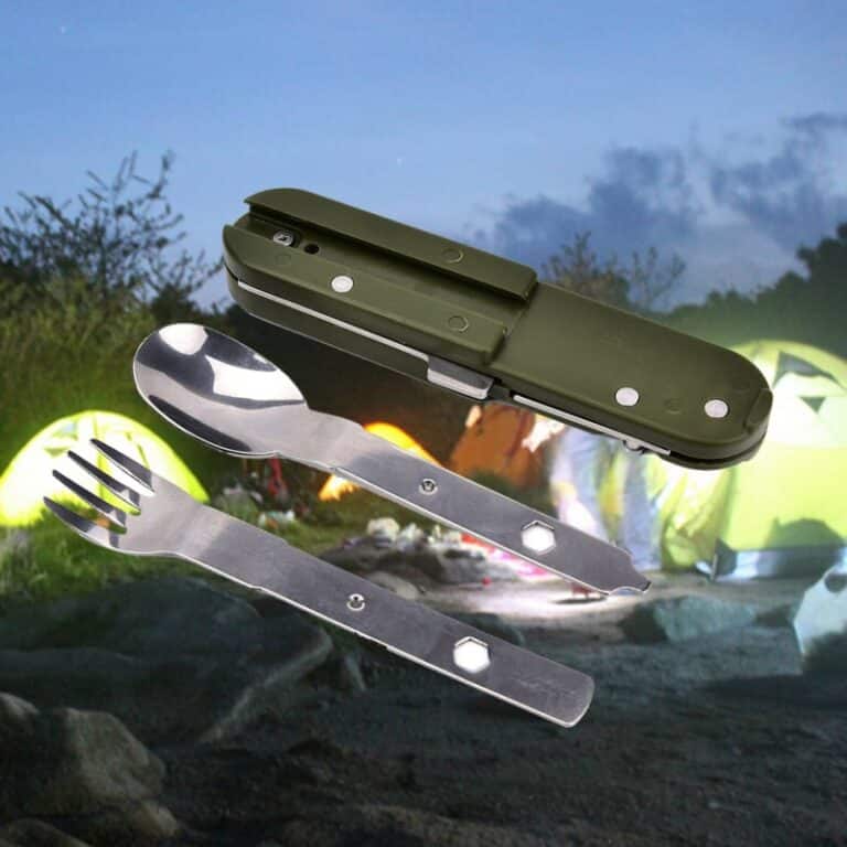 Couteau de pique-nique pliant Portable en acier inoxydable, vert militaire, couteau fourchette cuillère ouvre-bouteille couverts de table Kit de voyage 6