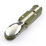 Couteau de pique-nique pliant Portable en acier inoxydable, vert militaire, couteau fourchette cuillère ouvre-bouteille couverts de table Kit de voyage 2