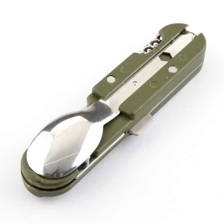 Couteau de pique-nique pliant Portable en acier inoxydable, vert militaire, couteau fourchette cuillère ouvre-bouteille couverts de table Kit de voyage 2