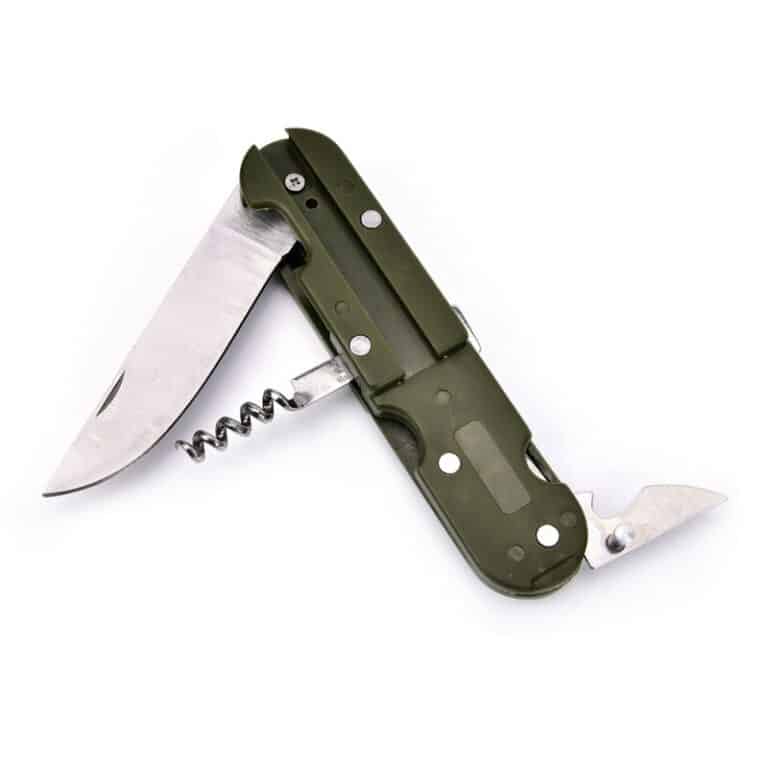 Couteau de pique-nique pliant Portable en acier inoxydable, vert militaire, couteau fourchette cuillère ouvre-bouteille couverts de table Kit de voyage 3